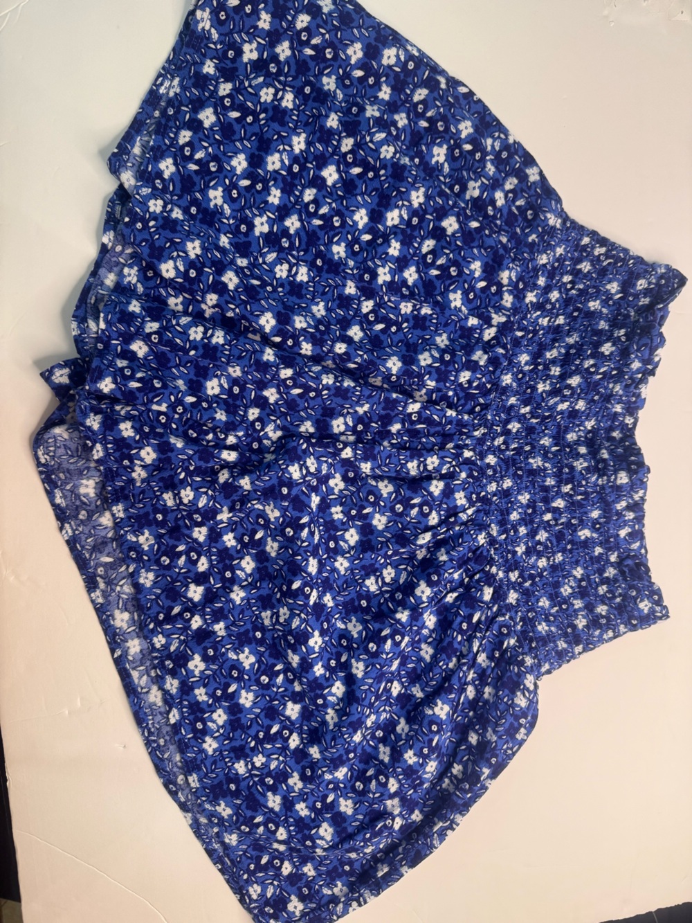 aerie Blue Floral Smocked Waist Skater Shorts
